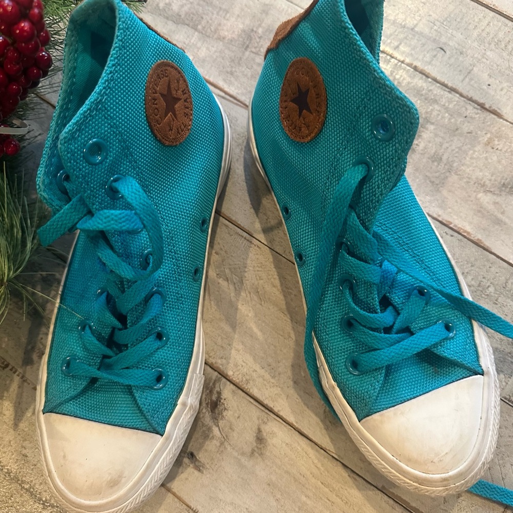 🌺🎊Turquoise Converse Hightop Sneakers🌺🎉Women’s Size 6